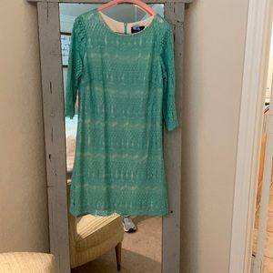 Green lace mid length dress